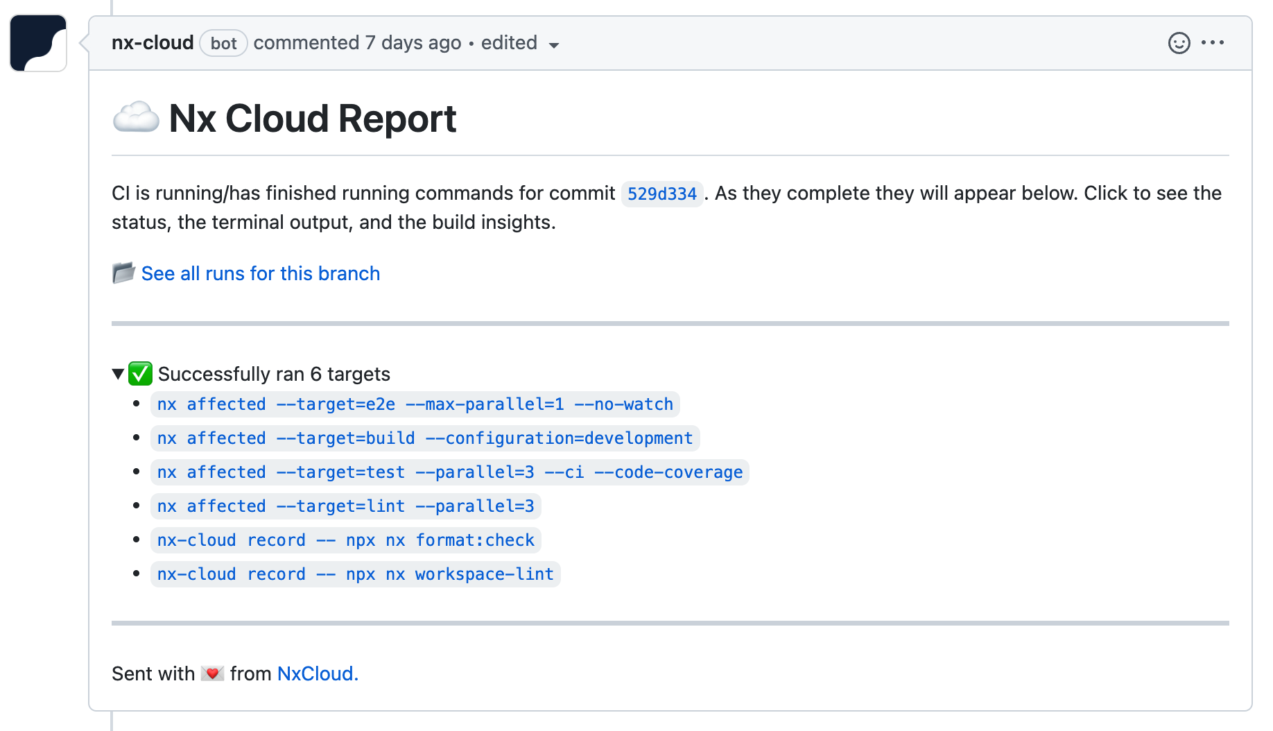Nx Cloud integration for GitHub